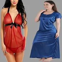 Divya Fashion Women's Nightwear  Sleepwear Babydoll and Nighty Night Dress for Women Pack of 2-thumb1