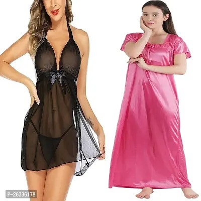 Divya Fashion Women's Nightwear  Sleepwear Babydoll and Nighty Night Dress for Women Pack of 2