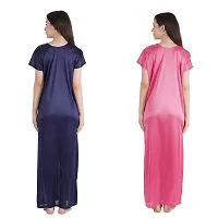 Trendy Satin Half Sleeves Women's Nightdress Nighty Pack of 2-thumb1