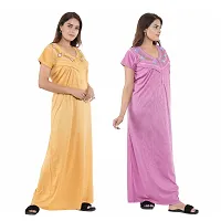 Trendy Hosiery Cotton Half Sleeves Women's Feeding Nightdress Nighty Pack of 2- SP1015-thumb2