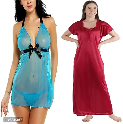 Divya Fashion Women's Nightwear  Sleepwear Babydoll and Nighty Night Dress for Women Pack of 2