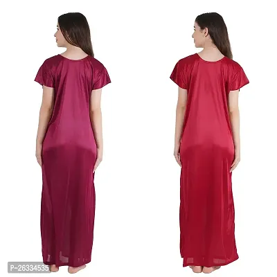 Trendy Kinri Satin Half Sleeves Women's Nightdress Nighty Pack of 2-thumb2