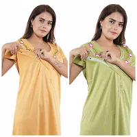 Trendy Hosiery Cotton Half Sleeves Women's Feeding Nightdress Nighty Pack of 2- SP1015-thumb3