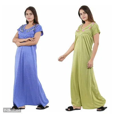 Trendy Hosiery Cotton Half Sleeves Women's Feeding Nightdress Nighty Pack of 2- SP1015-thumb5