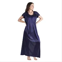 Trendy Satin Half Sleeves Women's Nightdress Nighty Pack of 1- SP1011-thumb2