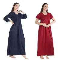 Trendy Printed Sinkar Cotton Half Sleeves Women's Nightdress Nighty Pack of 2- SP1004-thumb2