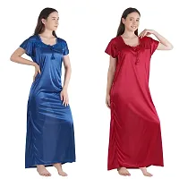 Trendy Kinri Satin Half Sleeves Women's Nightdress Nighty Pack of 2- SP1010-thumb2