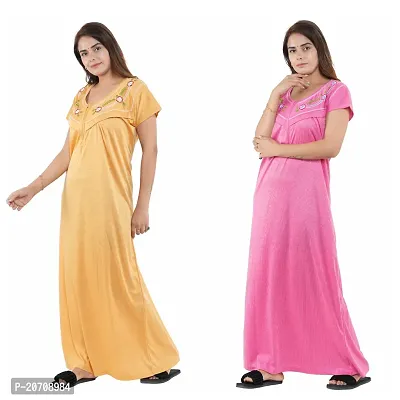 Trendy Hosiery Cotton Half Sleeves Women's Feeding Nightdress Nighty Pack of 2- SP1015-thumb5