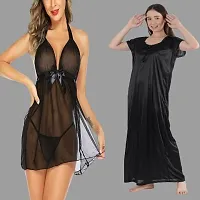 Divya Fashion Women's Nightwear  Sleepwear Babydoll and Nighty Night Dress for Women Pack of 2-thumb1