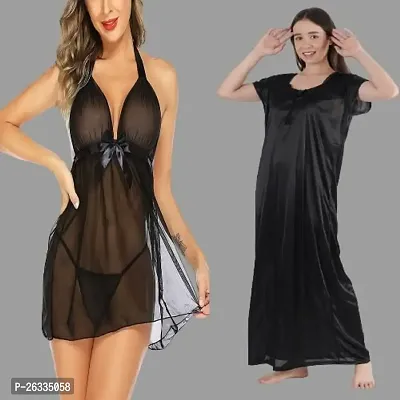 Divya Fashion Women's Nightwear  Sleepwear Babydoll and Nighty Night Dress for Women Pack of 2-thumb2