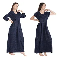 Trendy Printed Sinkar Cotton Half Sleeves Women's Nightdress Nighty Pack of 2- SP1004-thumb2