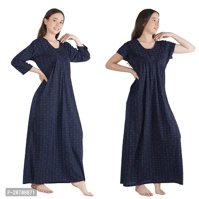 Trendy Printed Sinkar Cotton Half Sleeves Women's Nightdress Nighty Pack of 2- SP1004-thumb3