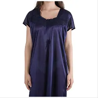 Trendy Satin Half Sleeves Women's Nightdress Nighty Pack of 1- SP1011-thumb3