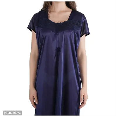 Trendy Satin Half Sleeves Women's Nightdress Nighty Pack of 1- SP1011-thumb4