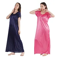 Trendy Satin Half Sleeves Women's Nightdress Nighty Pack of 2-thumb4