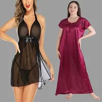 Divya Fashion Women's Nightwear  Sleepwear Babydoll and Nighty Night Dress for Women Pack of 2-thumb1