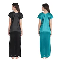 Trendy Satin Half Sleeves Women's Nightdress Nighty Pack of 2- SP1012-thumb1