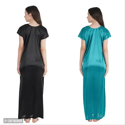 Trendy Satin Half Sleeves Women's Nightdress Nighty Pack of 2- SP1012-thumb2