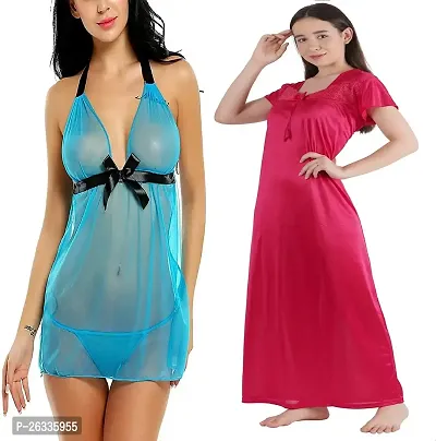 Divya Fashion Women's Nightwear  Sleepwear Babydoll and Nighty Night Dress for Women Pack of 2