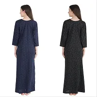 Trendy Printed Sinkar Cotton Full Sleeves Women's Nightdress Nighty Pack of 2- SP1002-thumb1