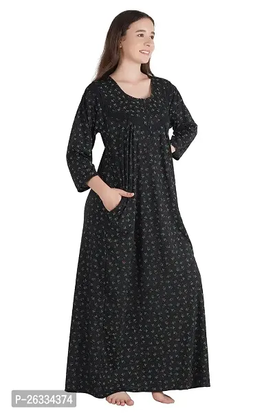 Trendy Printed Sinkar Cotton Full Sleeves Women's Nightdress Nighty Pack of 1-thumb3