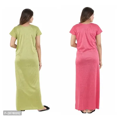 Trendy Hosiery Cotton Half Sleeves Women's Feeding Nightdress Nighty Pack of 2- SP1015-thumb2