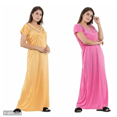 Trendy Hosiery Cotton Half Sleeves Women's Feeding Nightdress Nighty Pack of 2- SP1015-thumb3