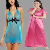 Divya Fashion Women's Nightwear  Sleepwear Babydoll and Nighty Night Dress for Women Pack of 2-thumb1