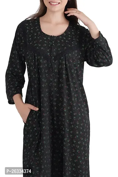 Trendy Printed Sinkar Cotton Full Sleeves Women's Nightdress Nighty Pack of 1-thumb4