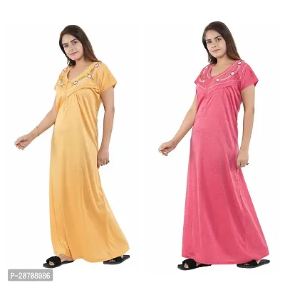 Trendy Hosiery Cotton Half Sleeves Women's Feeding Nightdress Nighty Pack of 2- SP1015-thumb3