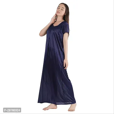 Trendy Satin Half Sleeves Women's Nightdress Nighty Pack of 1- SP1011-thumb5