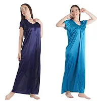 Trendy Satin Half Sleeves Women's Nightdress Nighty Pack of 2- SP1012-thumb2