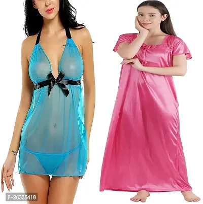 Divya Fashion Women's Nightwear  Sleepwear Babydoll and Nighty Night Dress for Women Pack of 2