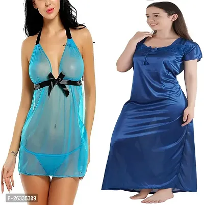 Divya Fashion Women's Nightwear  Sleepwear Babydoll and Nighty Night Dress for Women Pack of 2