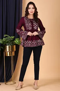 Elegant Maroon Rayon Printed Tunic For Women-thumb2