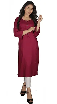 A-Line Pink Solid Rayon Kurta Pack of 3-thumb4