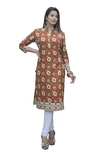 Alobha Om Full Stitched Rayon Straight Red Long Kurtis for Women-thumb3