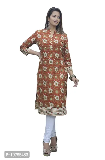 Alobha Om Full Stitched Rayon Straight Red Long Kurtis for Women-thumb4