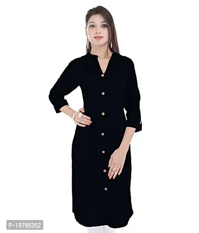 Alobha Women Cotton Kurtis for Women (Black)-thumb2