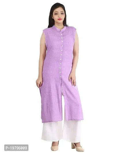 ALOBHAOM Women Front Button Full Stitched Purple Kurtis/Kurtas