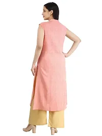 ALOBHAOM Women Front Button Full Stitched Orange Kurtis/Kurtas-thumb3