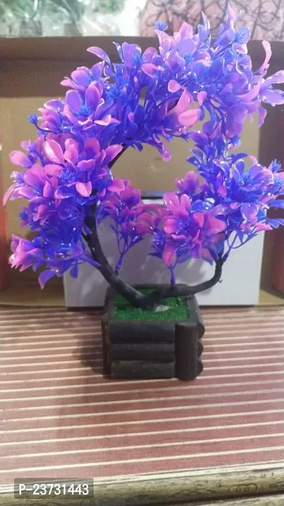 Artificial Flower Plant With Pot For Home And Office Decoration - Blue-thumb0