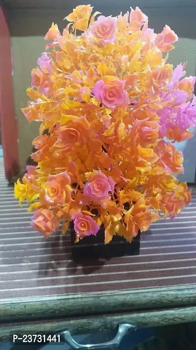 Orange Rose Artificial Flower With Pot