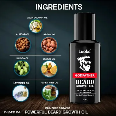 Godfather Beard and Moustache Oil | Ideal for daily use |Provides Shine to Beard Hair Oil-thumb2