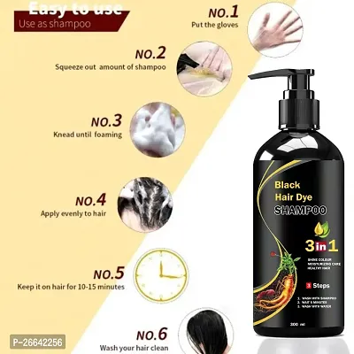 Herbal 3 in 1 Hair Dye Instant Black Hair Shampoo (300 ml)-thumb2