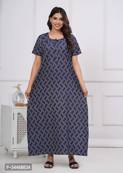 Stylish Blue Cotton Nighty For Women-thumb0