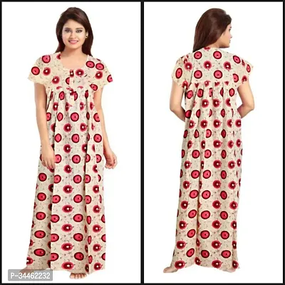 Stylish Pink Cotton Blend Printed Nighty For Women-thumb0