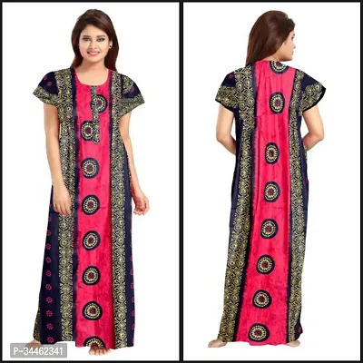 Stylish Black Cotton Blend Printed Nighty For Women-thumb0