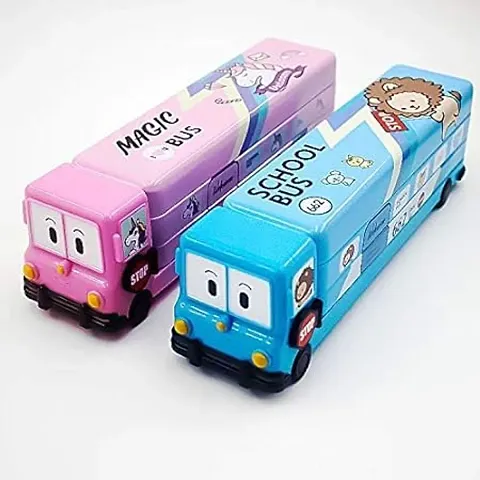 Pencil Box for Girls - School Bus Stationary case for Kids Girls pack of 2