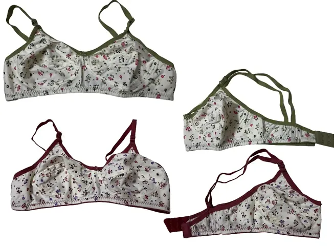 Bodybest 1973 Hosiery Floral Bra_Green and Maroon(Pack of 2)